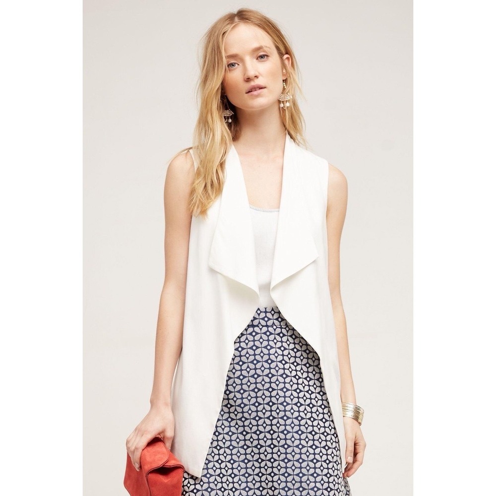 Anthropologie White Sleeveless Vest
